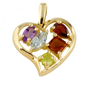 9ct gold Real Stones Pendant